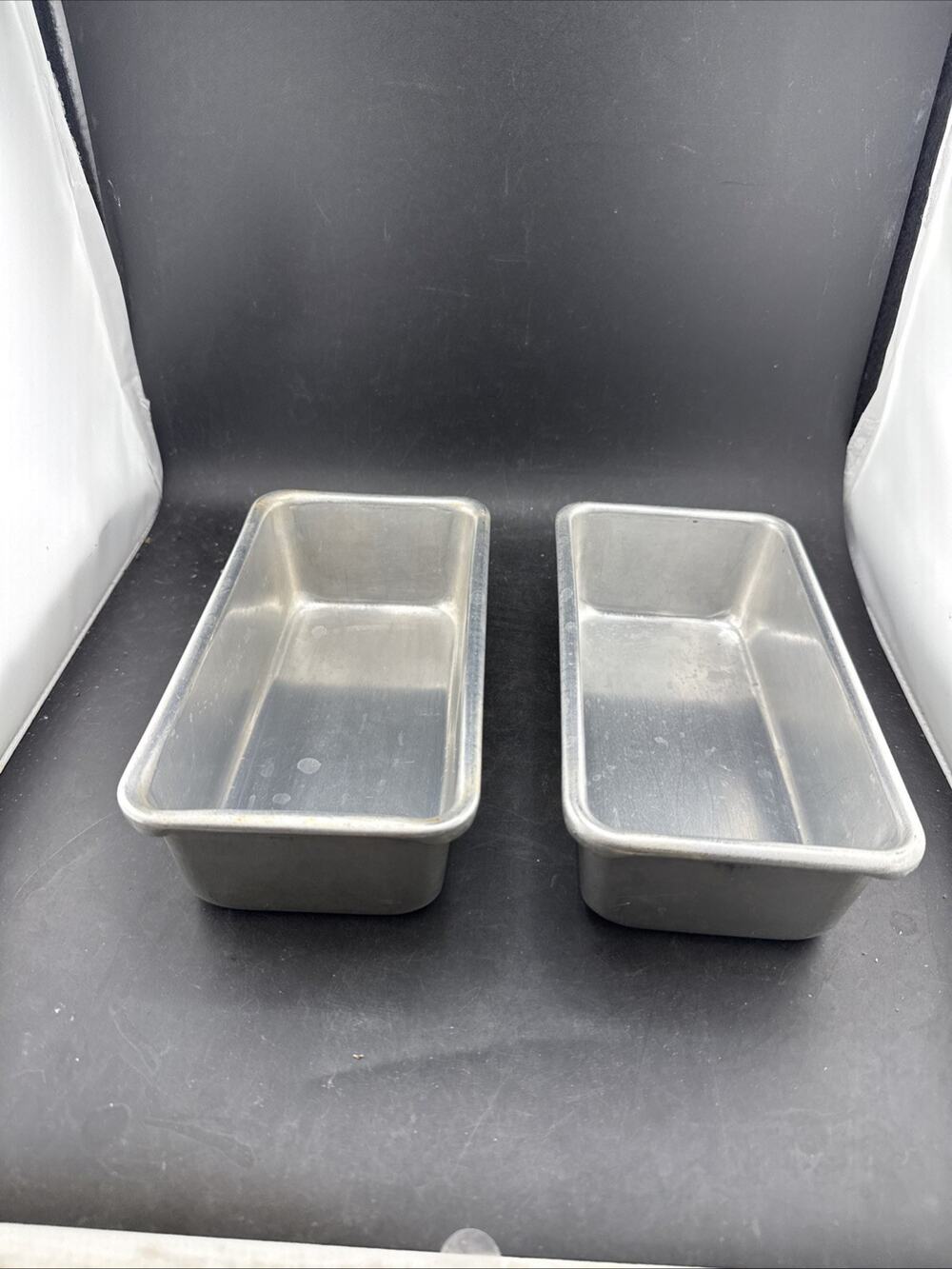 Vintage Mirro Aluminum Mini Loaf Bread Pans 7.5 x 3.75 x 2.25 USA Lot of 2